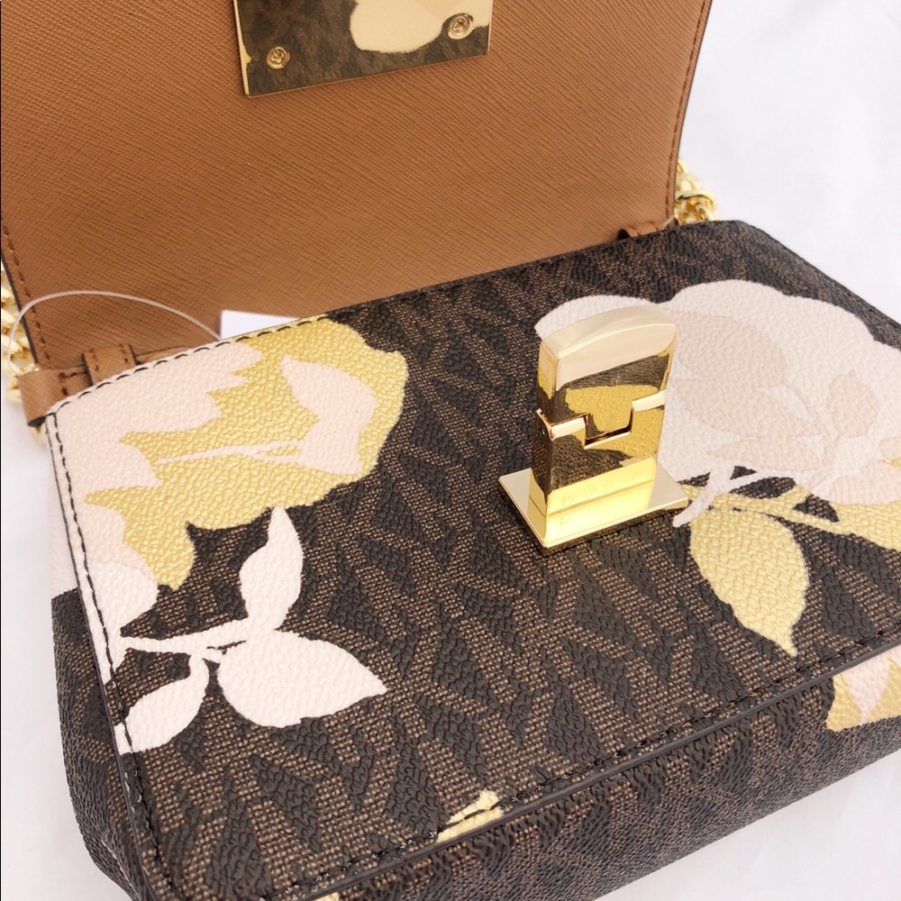 Michael Kors Tina Small Crossbody Brown Floral mk - Picture 5 of 8
